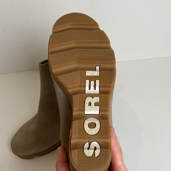 Sorel Joan Uptown Chelsea Women’s Sz 10 Sandy Tan Waterproof Wedge Boots Luxury - Picture 13 of 16